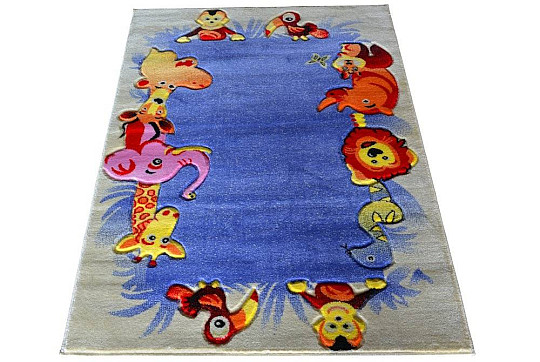 Children's carpet KIDS SAFARI cream-blue
