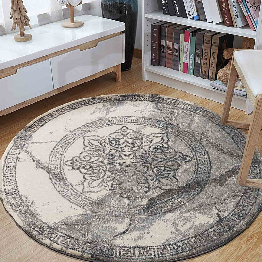 Modern carpet circle VISTA WHITE GRAY