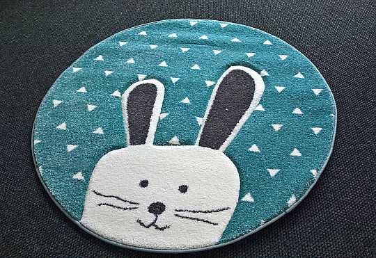 Children's round carpet PASTEL Bunny turquoise