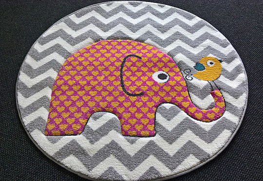 Children's round carpet PASTEL Elephants