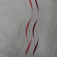 Voile curtain with red embroidery Gerster 195/0043