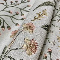 Embroidered decorative fabric with flowers GINGER