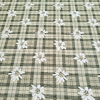 Luxurious decorative fabric FLOWERS AND DIAMONDS green