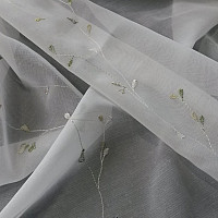 Modern embroidered curtain GERSTER 11545 white - green