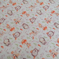 Cotton fabric Owls and deer