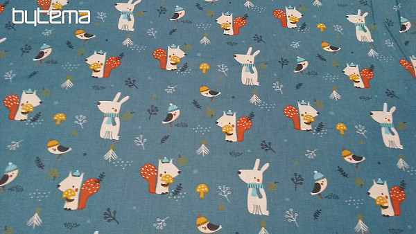 Cotton fabric ANIMAL IN THE WINTER