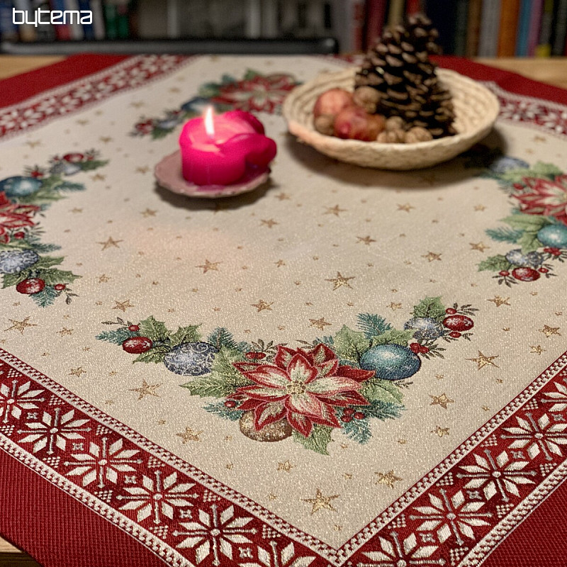 Christmas tapestries tablecloths and scarves CHRISTMAS STAR II red