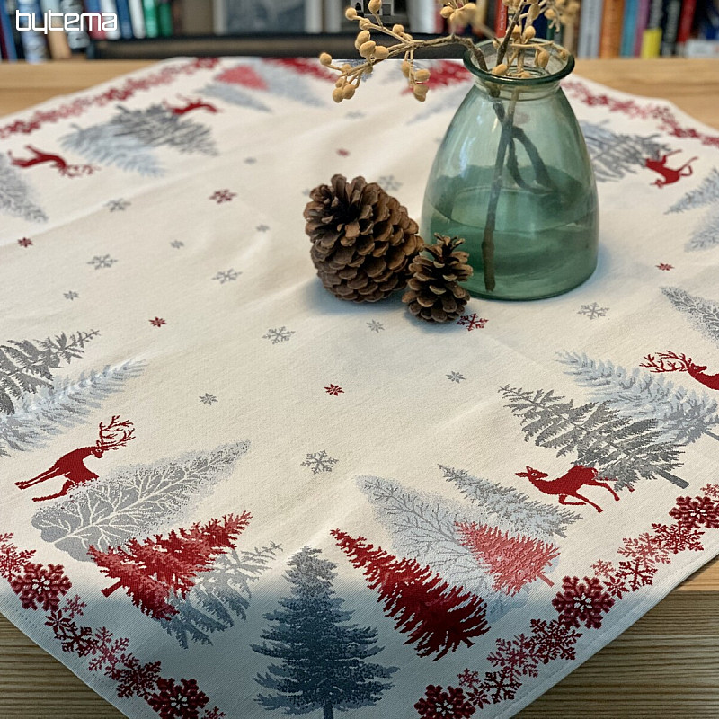 Christmas tapestry tablecloths and scarves TREES WITH DEER