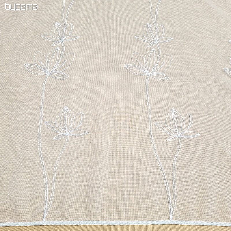 Luxurious embroidered curtain WHITE WITH FLOWERS 11745/290