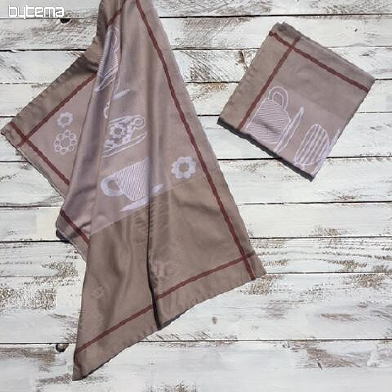 Egyptian cotton tea towels CUPS BROWN BEIGE