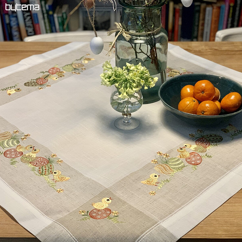 Embroidered tablecloth Chickens with eggs