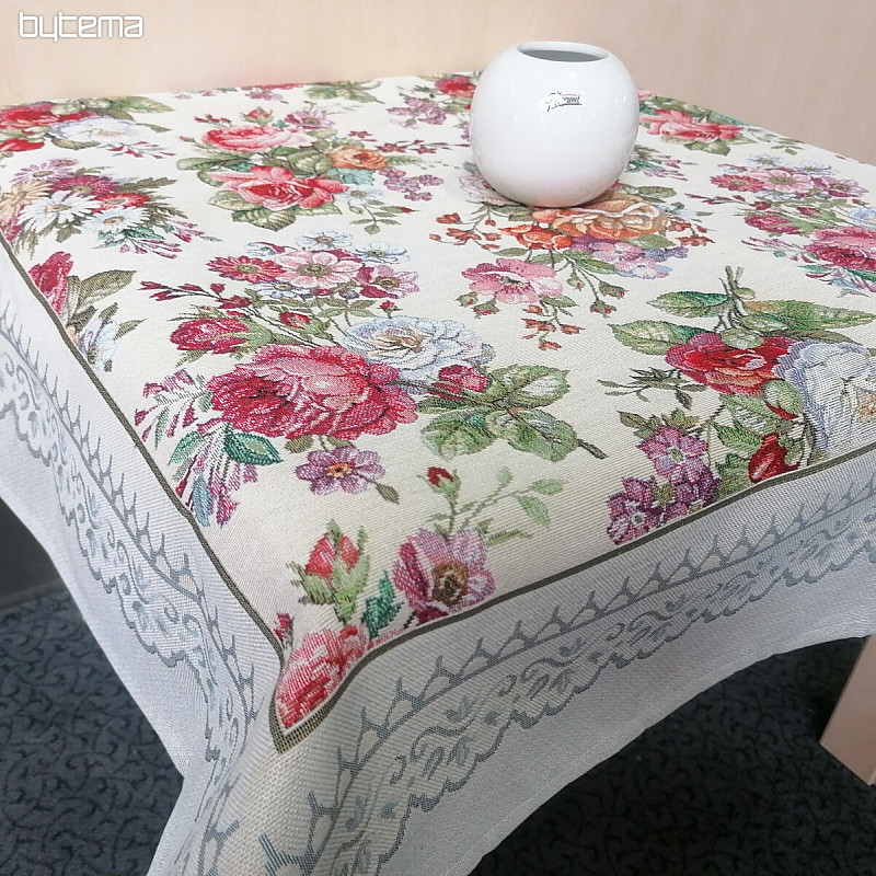 Tapestry tablecloths and scarves Bouquets