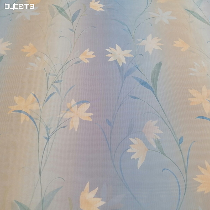 Light blue curtain with flowers