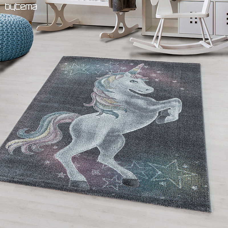 Luxury children's piece rug FUNNY unicorn gray