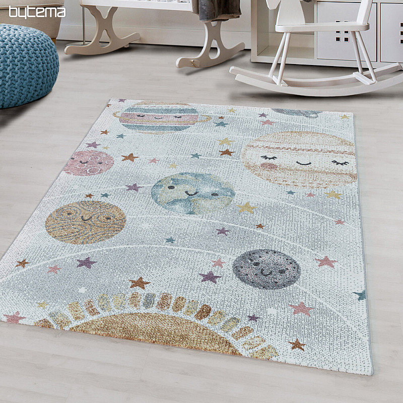 Luxury children's piece rug FUNNY universe white