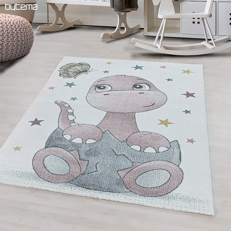 Luxury children's piece rug FUNNY dinosaur pink