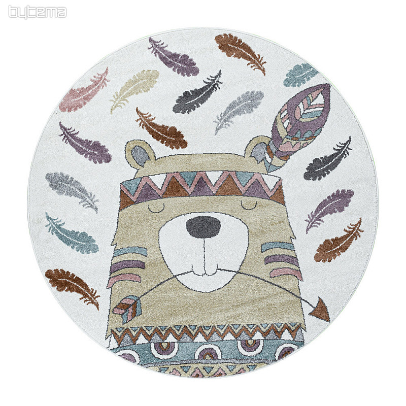 Round children's piece rug FUNNY indian colored