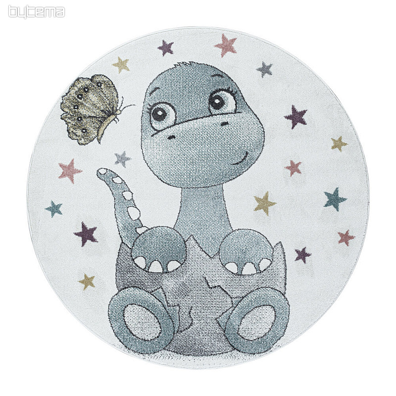 Round children's piece rug FUNNY dinosaur blue