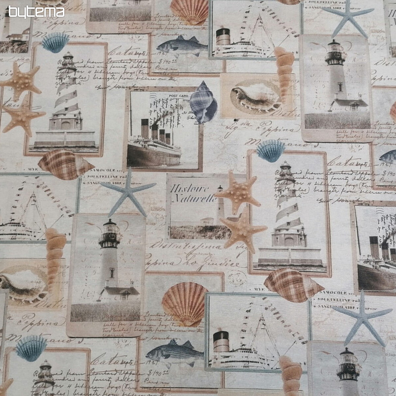 Decorative fabric sea postcard