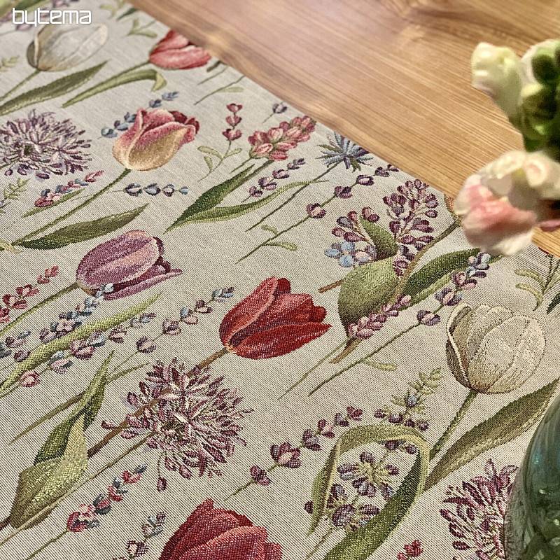 Tapestry tablecloth, scarf Spring-tulips