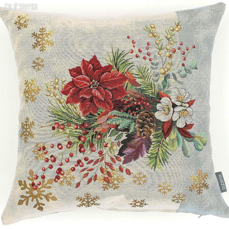 Christmas decorative pillow cover Christmas bouquet with gray stripe