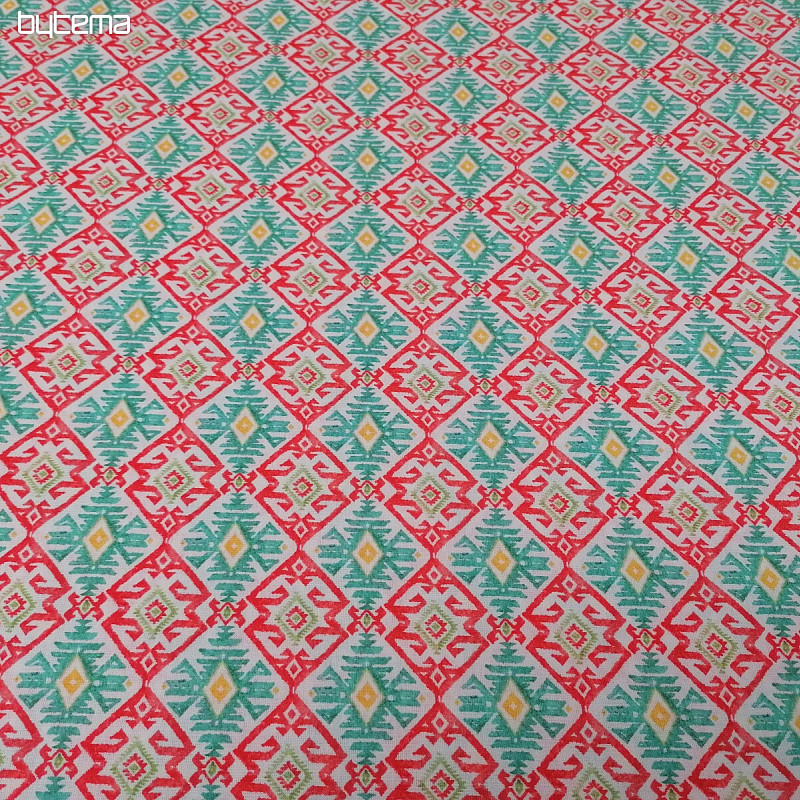 Cotton fabric Rhombuses turquoise