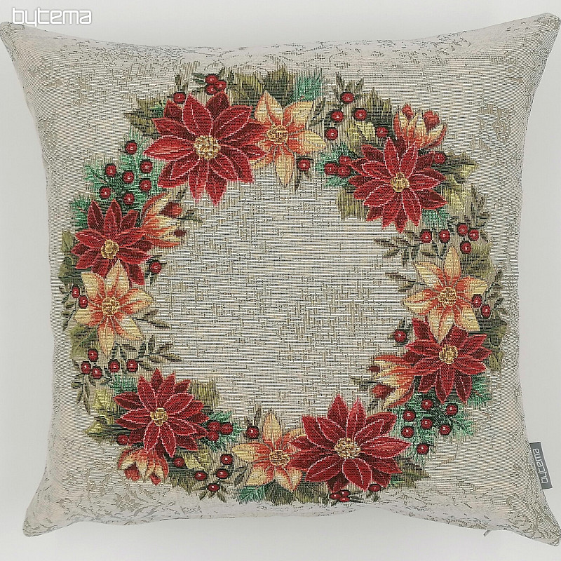 Christmas decorative pillow cover Christmas rose-holly wreath