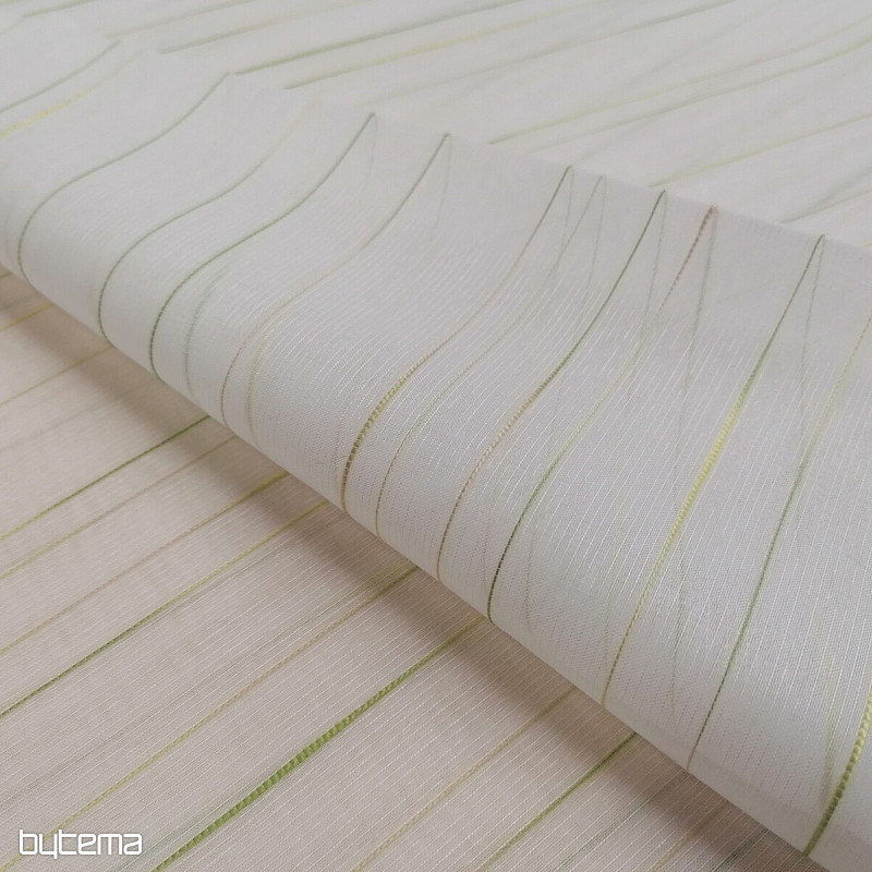 Voile curtain green-beige stripes
