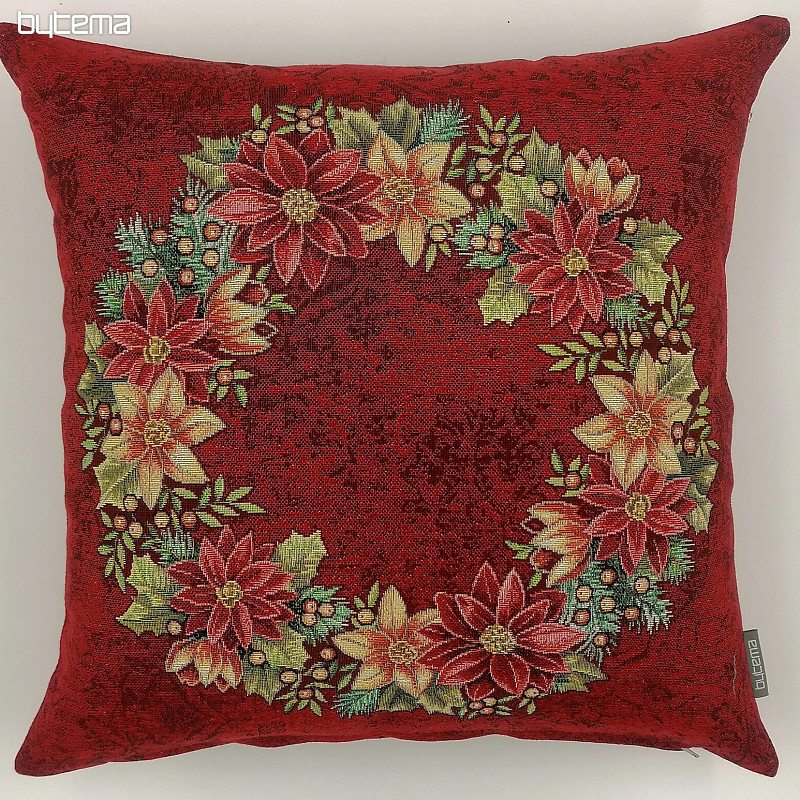 Christmas decorative pillow cover Christmas rose-holly red wreath