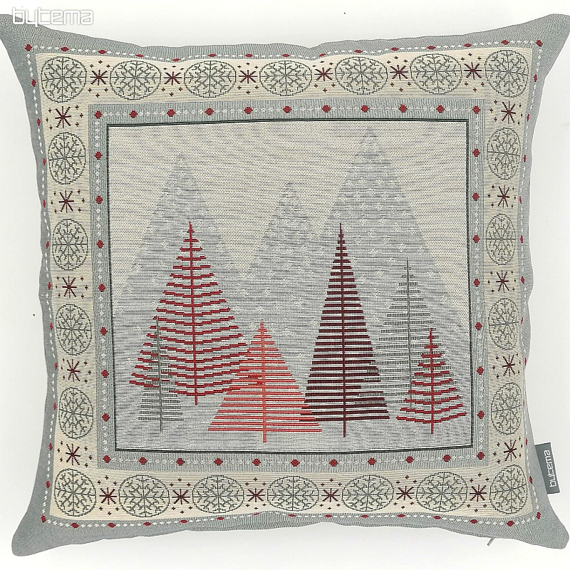 Christmas tapestry cover GRAY-RED TREES