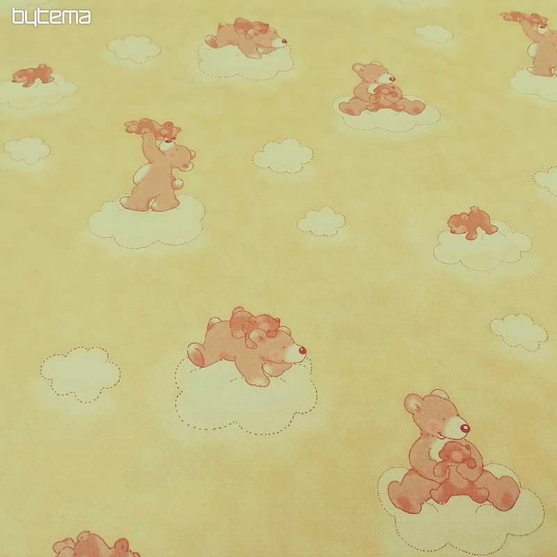 Decorative fabric Teddy bears on a cloud - yellow
