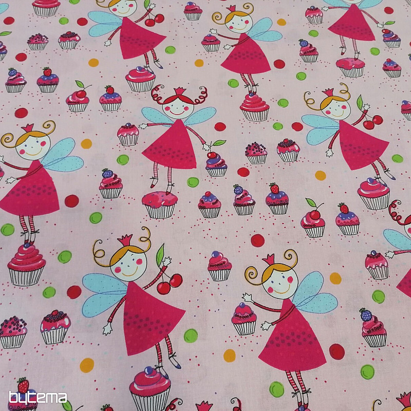 Children cotton fabric SPRITES - pink