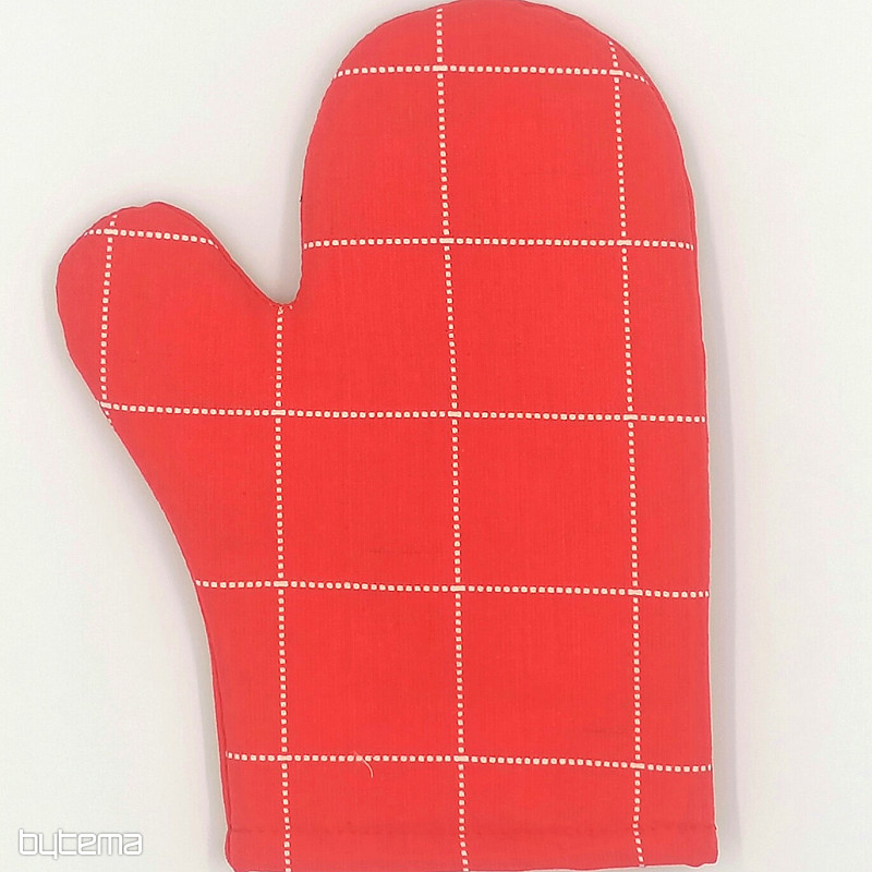 Kitchen glove with magnet Káro large red