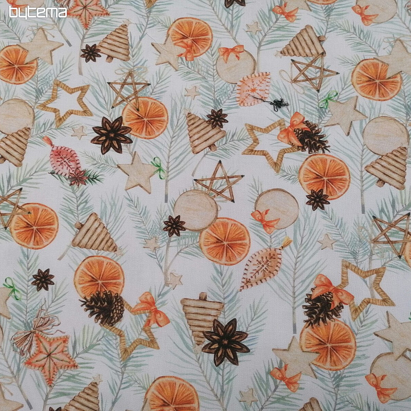 Christmas decorative fabric Dried oranges