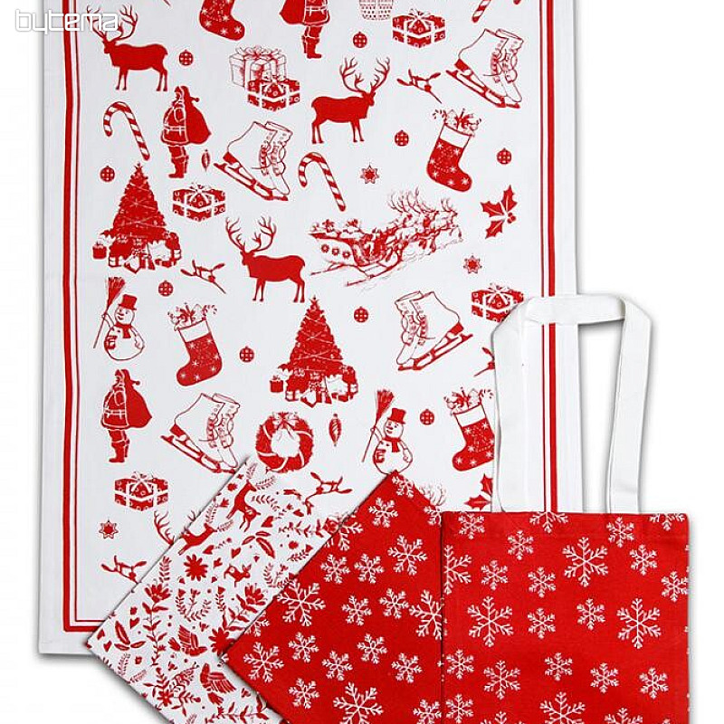 Towels in canvas bag - WINTER CHRISTMAS PATTERN