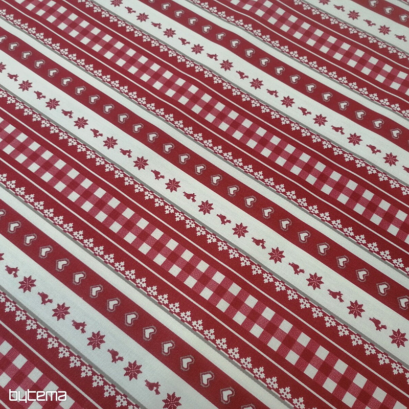 Christmas decorative fabric stripes burgundy