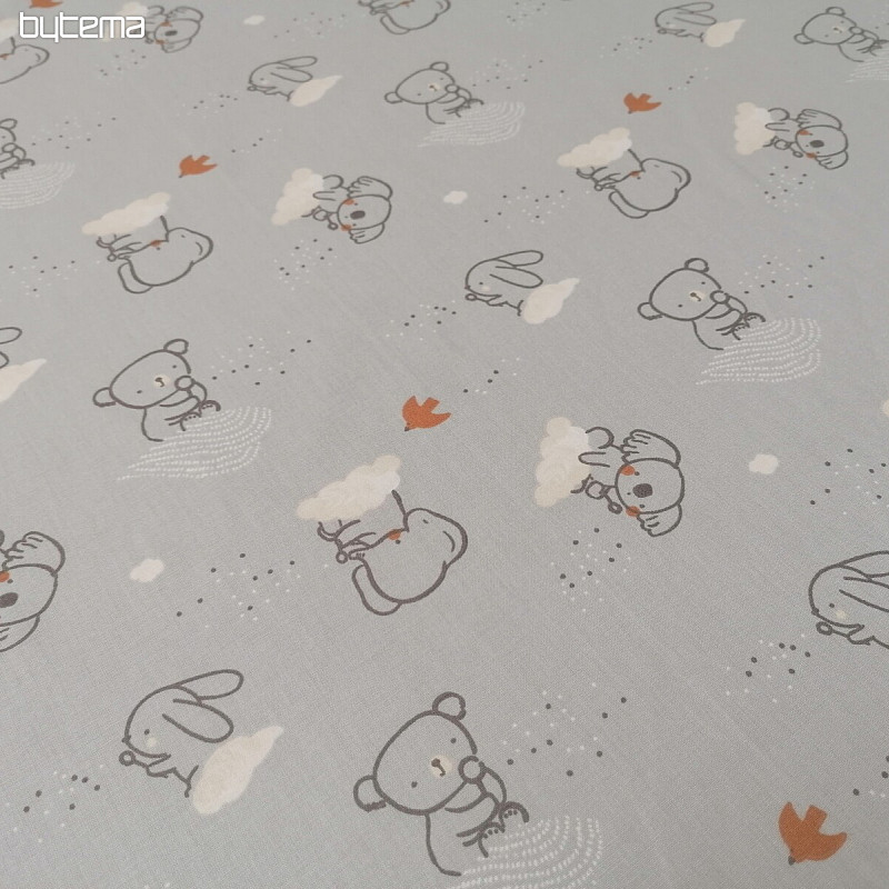 Animal sky gray cotton fabric