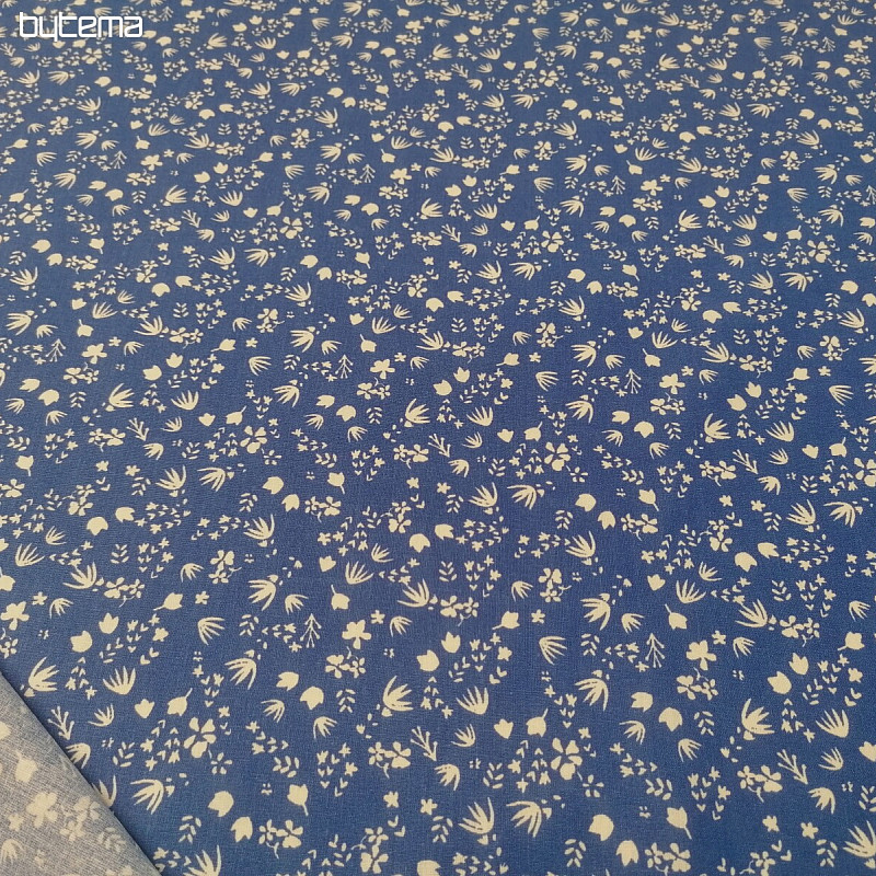 Blue Gramina flowers cotton fabric