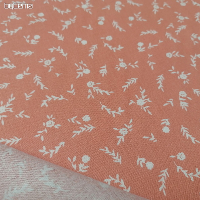 Cotton fabric SALMON FLOWERS