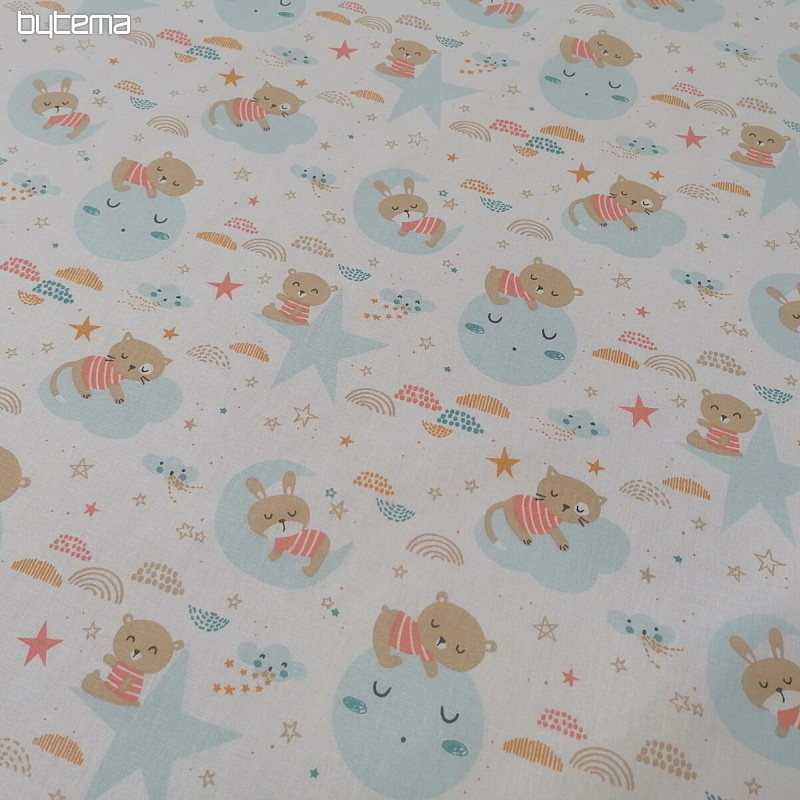 Cotton fabric Sleeping animals