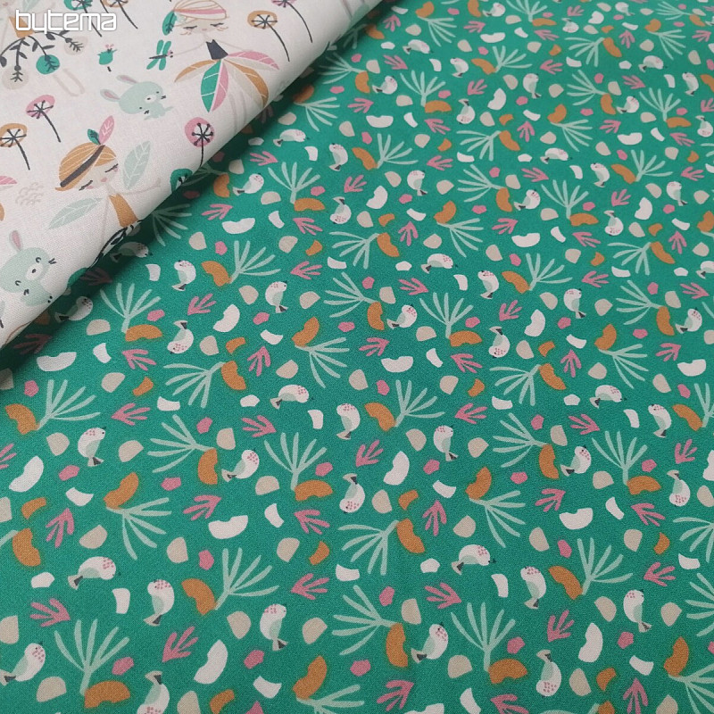 Cotton fabric BIRDS LIPO green