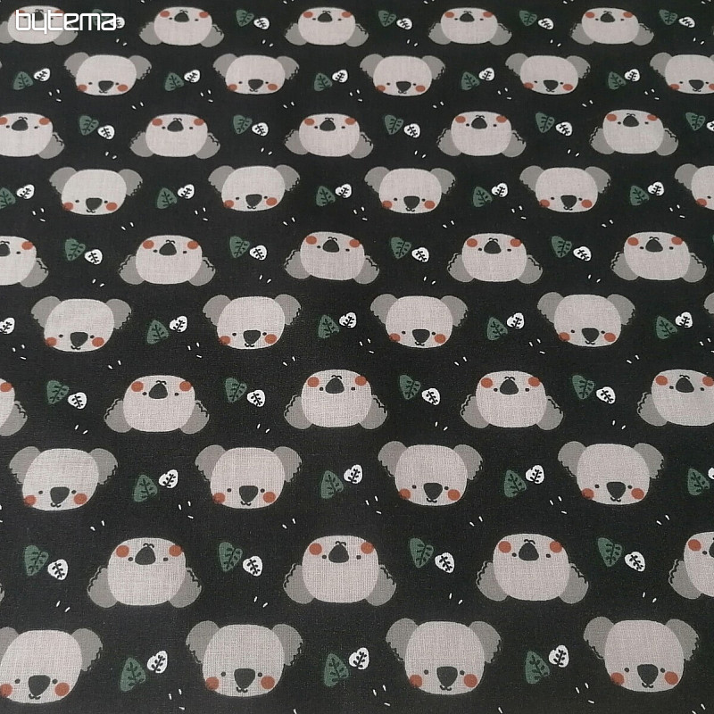 Cotton fabric Koala Kiwak black