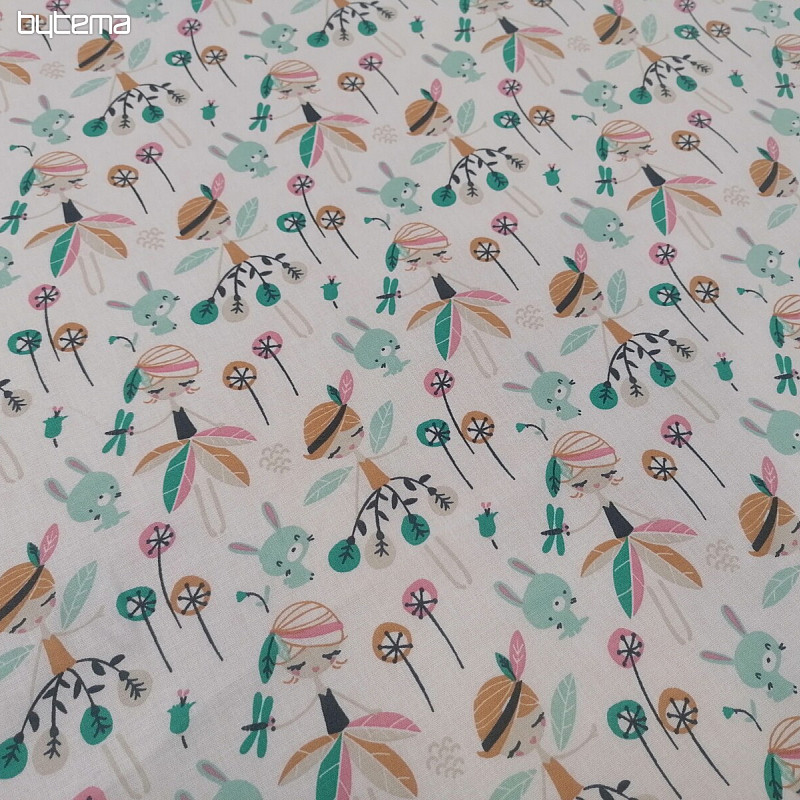 Cotton fabric Forest Fairy Jaelle turquoise