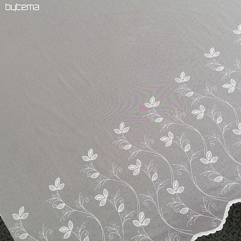 Luxury embroidered white curtain - flower 11775