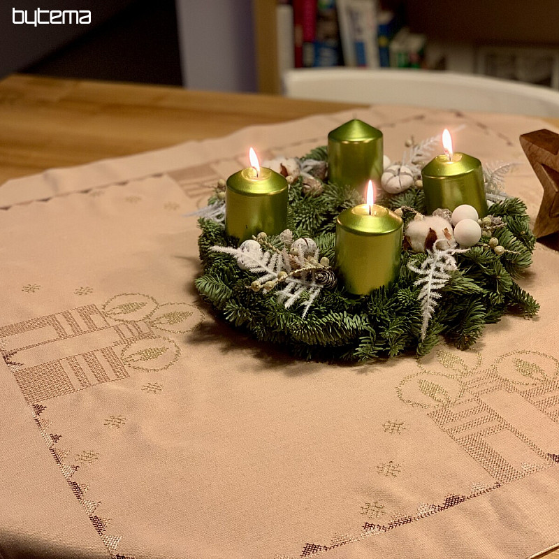 Embroidered salmon tablecloths and shawls