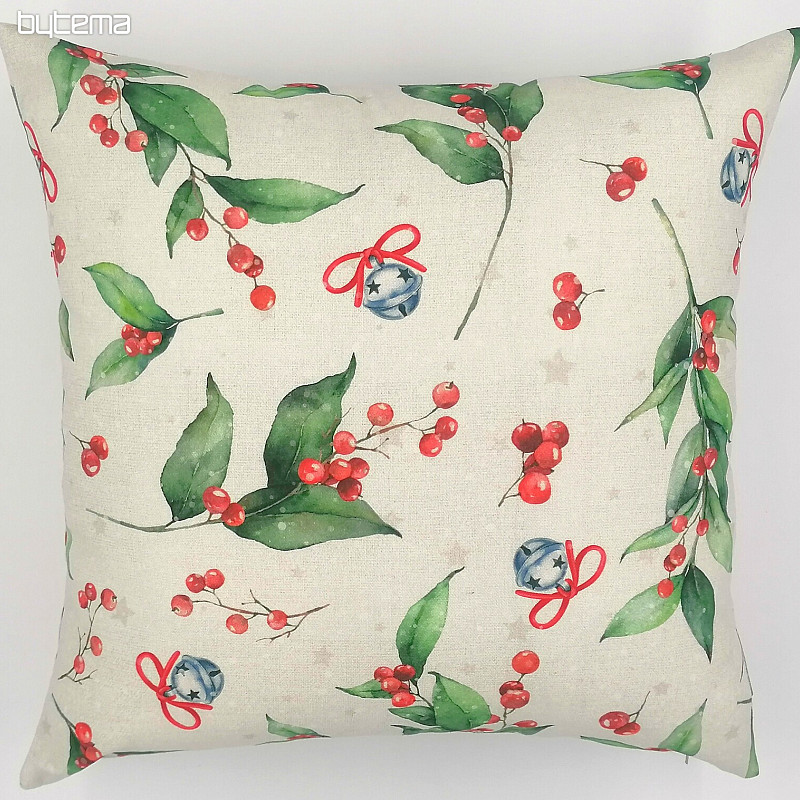 Cover for Christmas decorative pillow Holly twigs