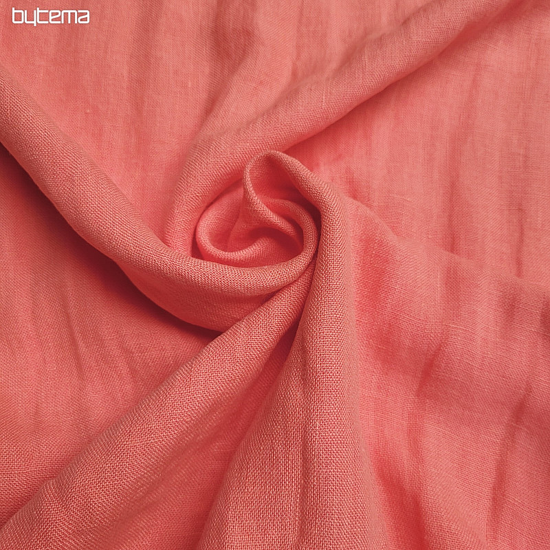 Linen fabric - pink CORAL
