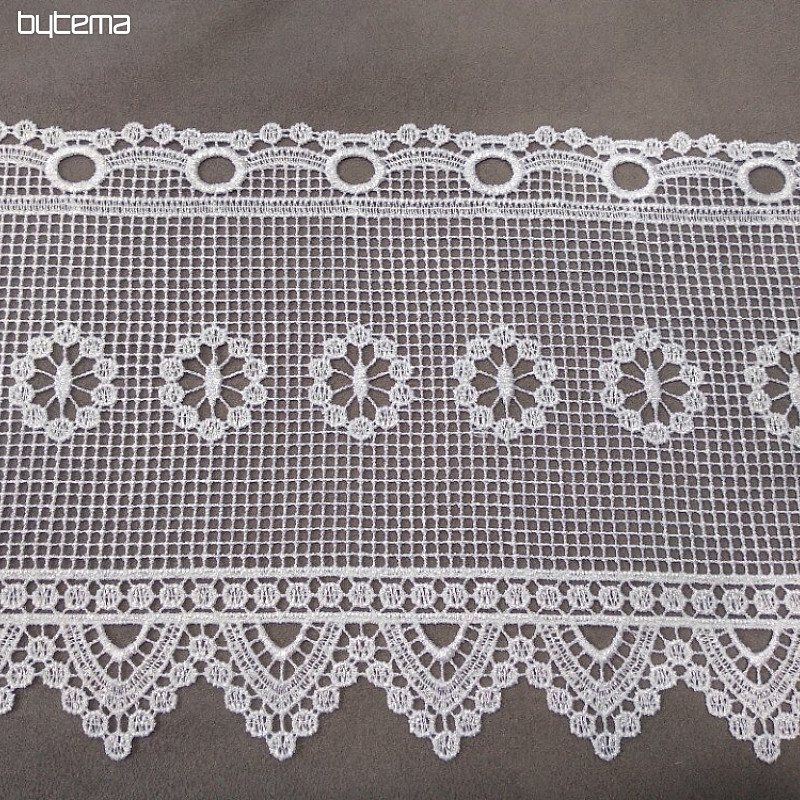 Luxury embroidered curtain GERSTER for a stained glass window with a flower 263/023/0001