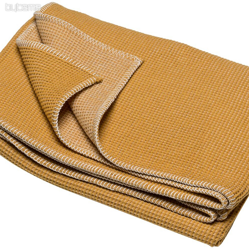 Cotton blanket LIDO honeycomb yellow 140x200