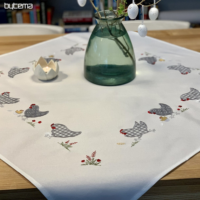 Embroidered tablecloths and shawls HENS embroidered gray